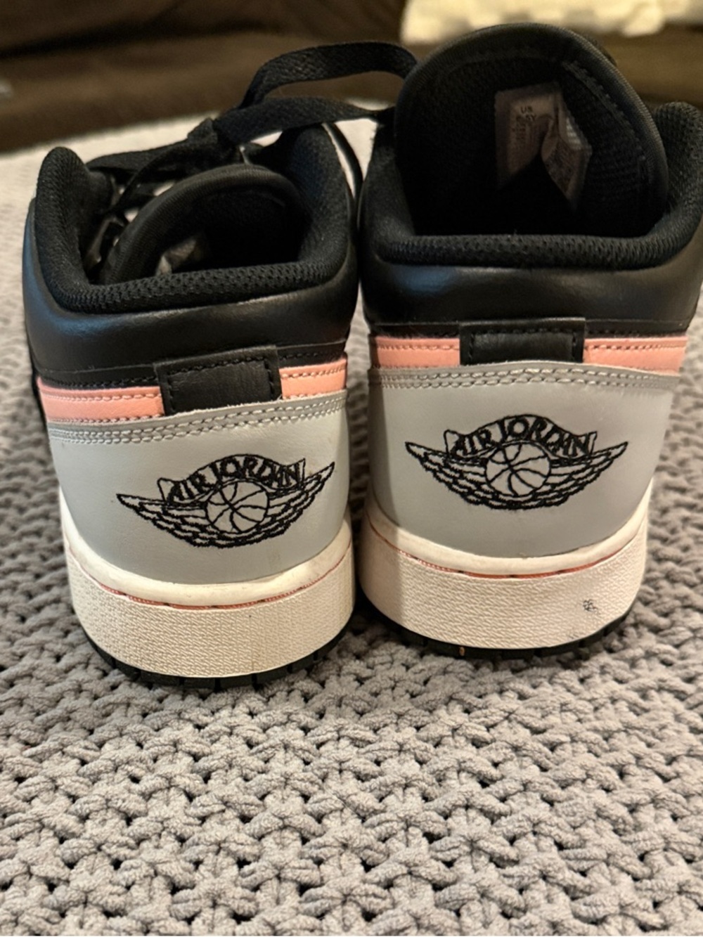 Jordan 1  Low-Top Sneakers - White, Gray, Black & Pink - Picture 3 of 6